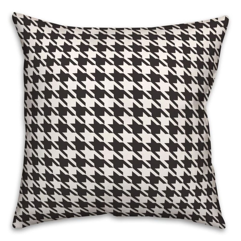 Creative Products Black and White Houndstooth Plaid 20 x 20 Spun Poly Pillow